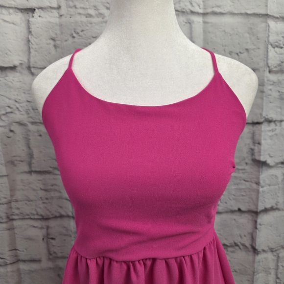 Everly Hot Pink Mini Dress With Strapy Back Size Small - Picture 3 of 13